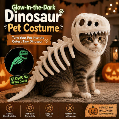 Glow-in-the-Dark Dinosaur Skeleton Pet Costume for Cats & Small Dogs
