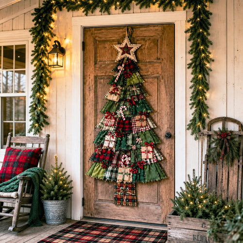 DIY Oversized Patchwork Christmas Tree Door Hanging Kit – Beginner-Friendly, All Tools & Guide Included