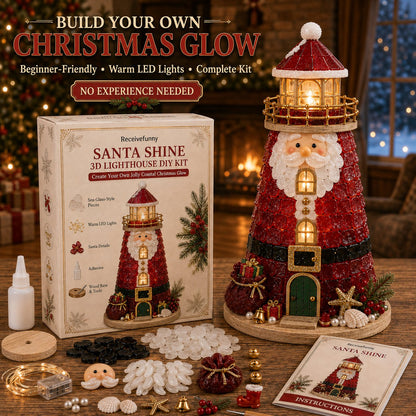 DIY Lighted Christmas Lighthouse Kit | Sea Glass-Style Pieces, LED Lights & 5 Festive Styles