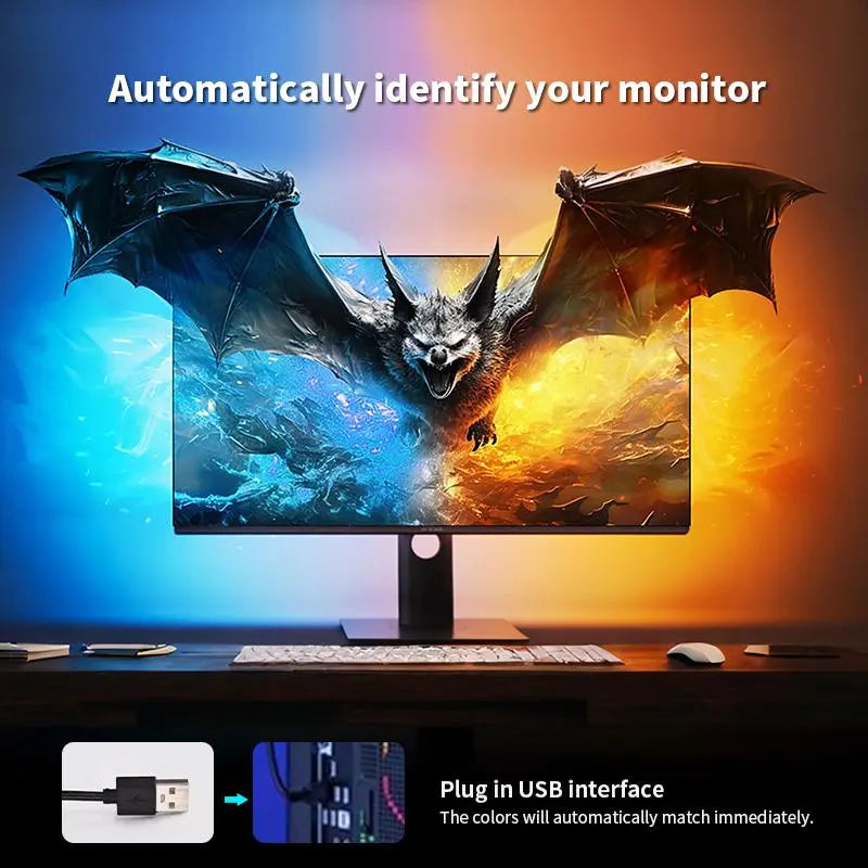 🎮 RGB-IC Monitor Backlight – Immersive Gaming LED Strip with Music Sync