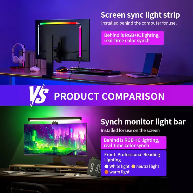 🎮 RGB-IC Monitor Backlight – Immersive Gaming LED Strip with Music Sync