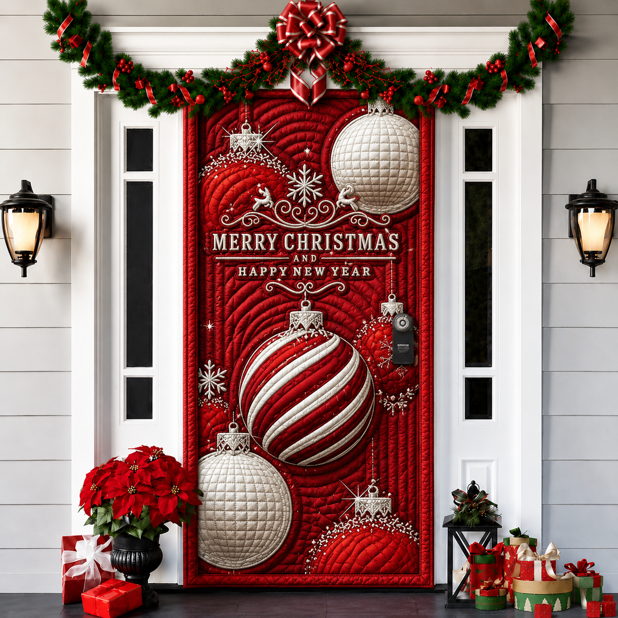 3D Christmas Front Door Cover Decoration – 18 Festive Designs | Santa, Snowman & More