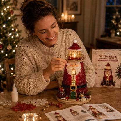 DIY Lighted Christmas Lighthouse Kit | Sea Glass-Style Pieces, LED Lights & 5 Festive Styles