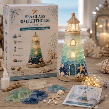 DIY Sea Glass Lighthouse Kit – LED Coastal Craft Decoration