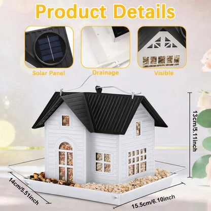 🔥Solar‐Powered Hanging Bird Feeder with Glow – Sturdy Metal Hopper Design🌙🐦