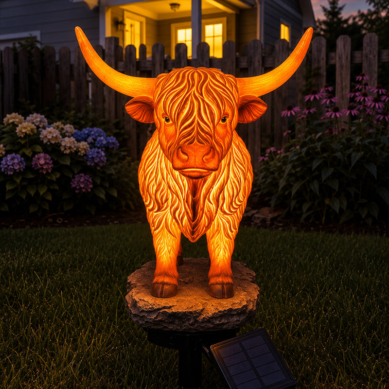 💡🐮Limited-time 49% off  Highland Cattle Solar Garden Ornament Light