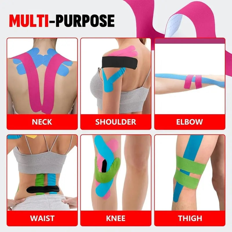 Pre-Cut Professional  Sports Kinesiology Tape, Athletic Tape, Breathable Elastic Waterproof Muscle Support Straps, Flexible Durable