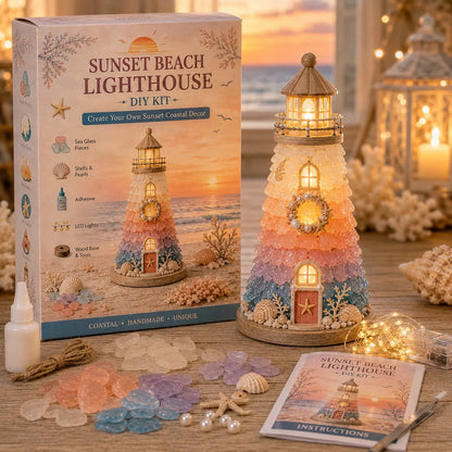 DIY Sea Glass Lighthouse Kit – LED Coastal Craft Decoration
