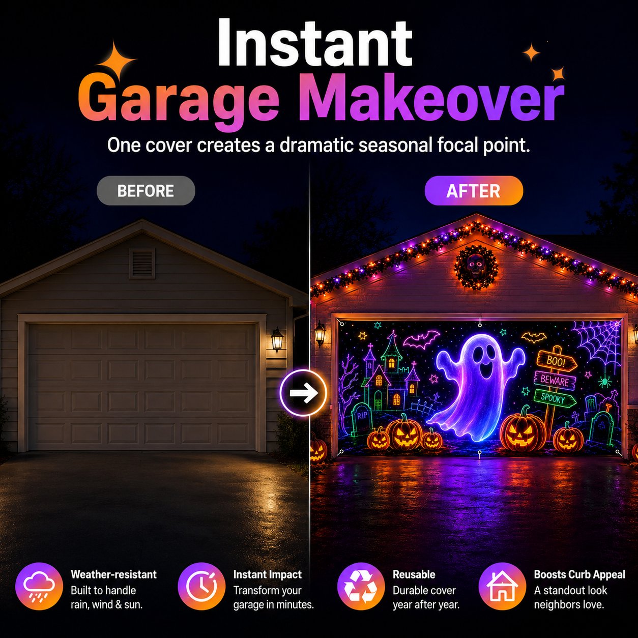 Halloween Garage Door Cover