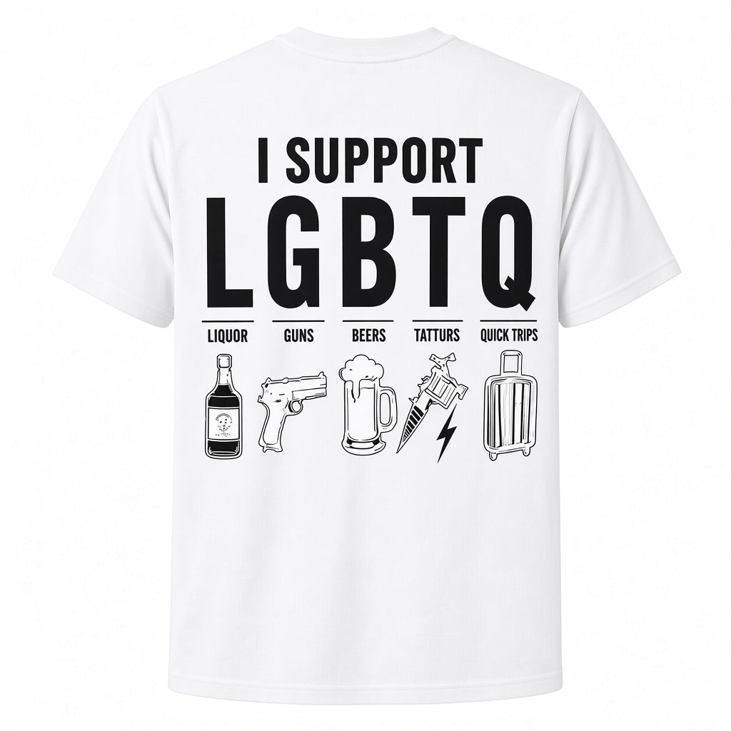 I SUPPORT LGBTQ Funny Graphic T-Shirt – 100% Cotton Crew Neck Casual Tee