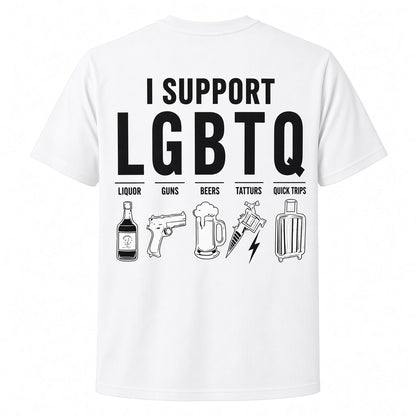 I SUPPORT LGBTQ Funny Graphic T-Shirt – 100% Cotton Crew Neck Casual Tee