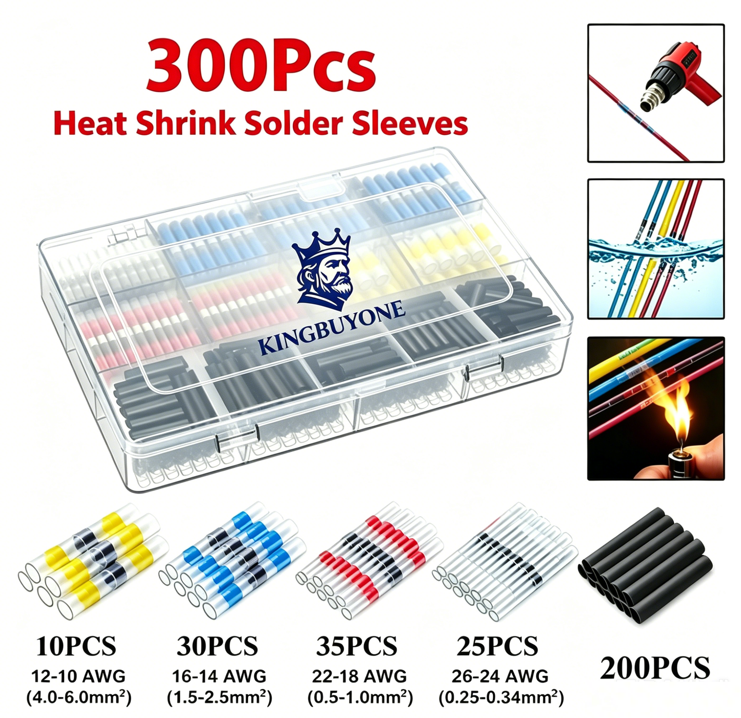 Heat Shrink Butt Crimp Terminal Kit, Car Accessories, Car Stuff, Waterproof Solder Seal Electrical Connector for Summer