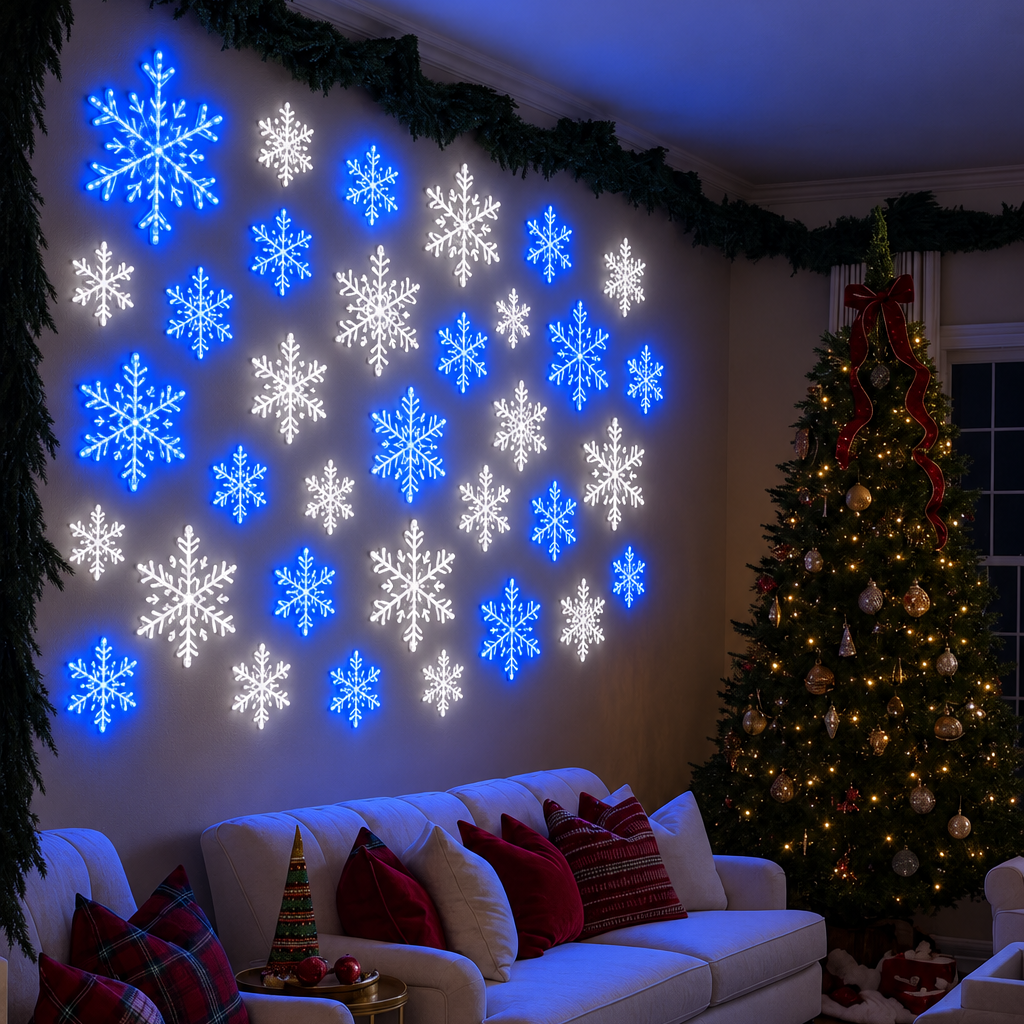 🎄 Christmas Sale 50% OFF ❄️ LED Snowflake Wall Light Set – Festive Christmas Winter Deco