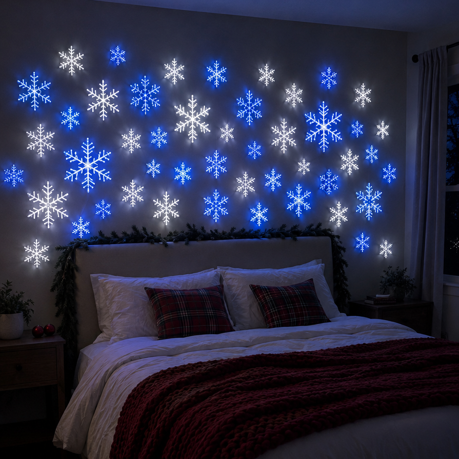 🎄 Christmas Sale 50% OFF ❄️ LED Snowflake Wall Light Set – Festive Christmas Winter Deco