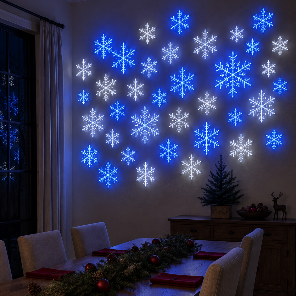 🎄 Christmas Sale 50% OFF ❄️ LED Snowflake Wall Light Set – Festive Christmas Winter Deco